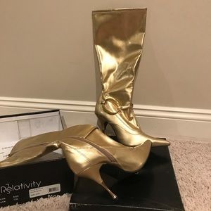 Relativity Gold Boots with buckle